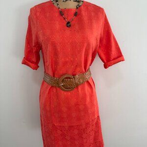 NWT Coral Orange Textured Dress 3/4 Sleeves Tunic Dress XS, Sm available